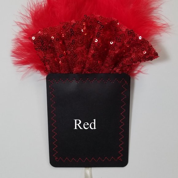 NEW Red Sequin Ruffle & Feather Pocket Square Insert - Picture 4 of 7